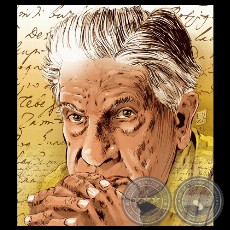 AUGUSTO ROA BASTOS - Caricatura digital de ENZO PERTILE